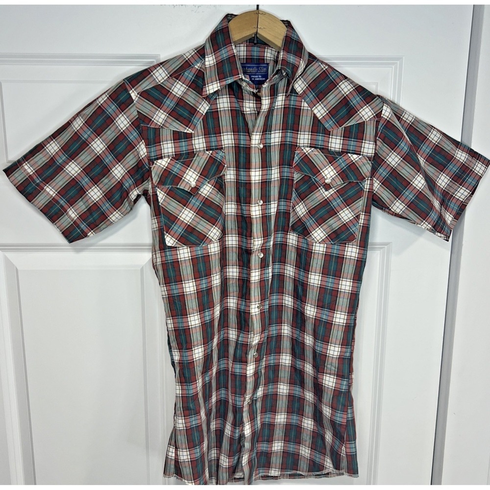 Panhandle Slim VTG Golden West Pearl Snap Men XS or S Slim Fit Permanently Press
